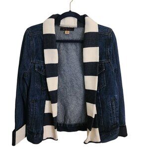 Pearly Vine Unique Sweater Denim Jean Jacket Size S